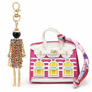 Fashion Keychain Bundle  Mini bag charm + doll keychain NWT